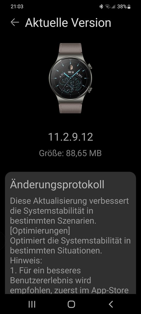 Firmware Update 11.0.10.8 f r die Huawei Watch GT 2 Pro Huawei